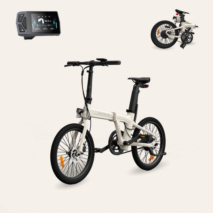 Desarmamiento Subdividir burbuja Bicicleta eléctrica plegable Xiaomi ADO A20 Air, App, Aut 100km, Correa  carbono, Frenos hidráulicos, Pantalla IPX7 IPS, Blanco
